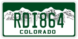 RDI864  license plate in CO