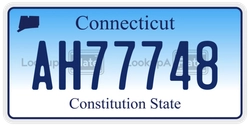 AH77748  license plate in CT