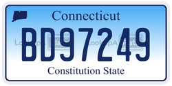 BD97249  license plate in CT