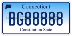BG88888  license plate in CT