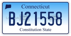 BJ21558  license plate in CT