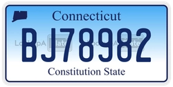 BJ78982  license plate in CT