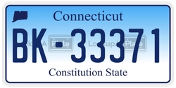 BK-33371  license plate in CT