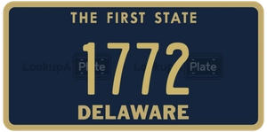 1772 license plate in Delaware