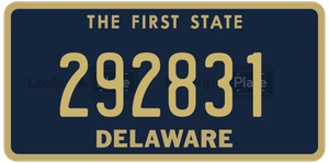 292831 license plate in Delaware
