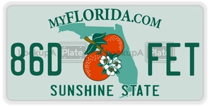86DFET license plate in Florida