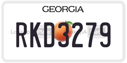RKD3279  license plate in GA