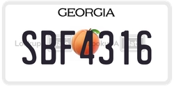 SBF4316  license plate in GA