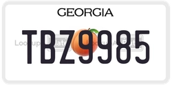 TBZ9985  license plate in GA