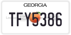 TFY5386  license plate in GA