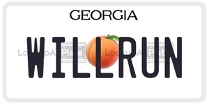 WILLRUN license plate in Georgia