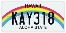 KAY318  license plate in HI