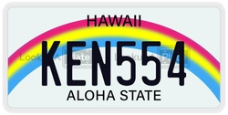 KEN554  license plate in HI
