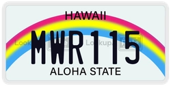 MWR115  license plate in HI