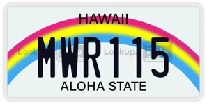 MWR115 license plate in Hawaii