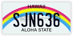 SJN636  license plate in HI