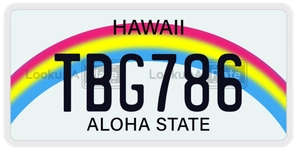 TBG786 license plate in Hawaii