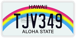 TJV349  license plate in HI