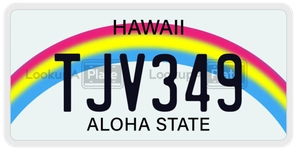TJV349 license plate in Hawaii