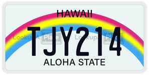 TJY214 license plate in Hawaii