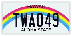 TWA049  license plate in HI
