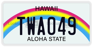TWA049 license plate in Hawaii