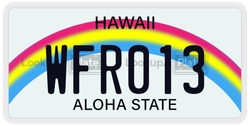 WFR013  license plate in HI