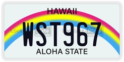 WST967  license plate in HI