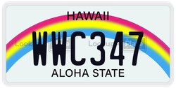 WWC347  license plate in HI