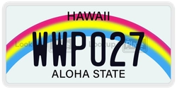 WWP027  license plate in HI