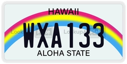WXA133  license plate in HI