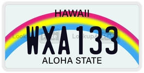 WXA133 license plate in Hawaii