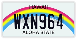 WXN964  license plate in HI