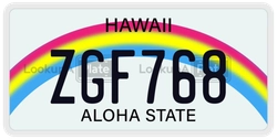 ZGF768  license plate in HI