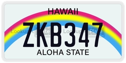 ZKB347  license plate in HI