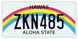 ZKN485  license plate in HI