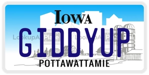GIDDYUP license plate in Iowa