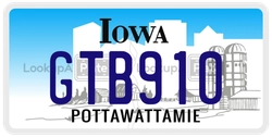 GTB910  license plate in IA