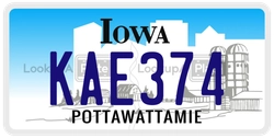 KAE374  license plate in IA