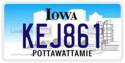 KEJ861  license plate in IA