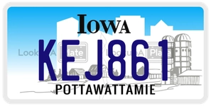KEJ861 license plate in Iowa