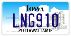 LNG910  license plate in IA