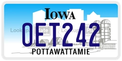 OET242  license plate in IA