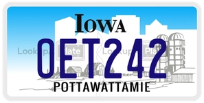 OET242 license plate in Iowa
