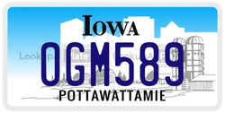OGM589  license plate in IA