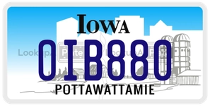 OIB880 license plate in Iowa
