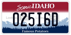 025I6D license plate in Idaho