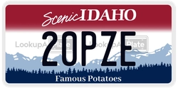 20PZE  license plate in ID