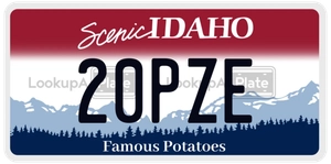 20PZE license plate in Idaho