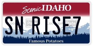 SNRISE7 license plate in Idaho